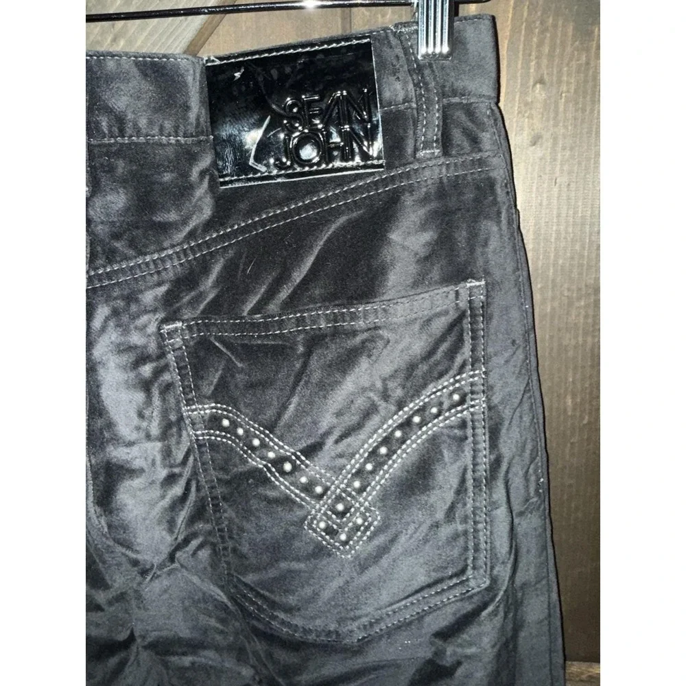 Y2K Hip Hop Sean John‎ NEW Pants Mens 30 Black Crushed Velvet Studded Pocket